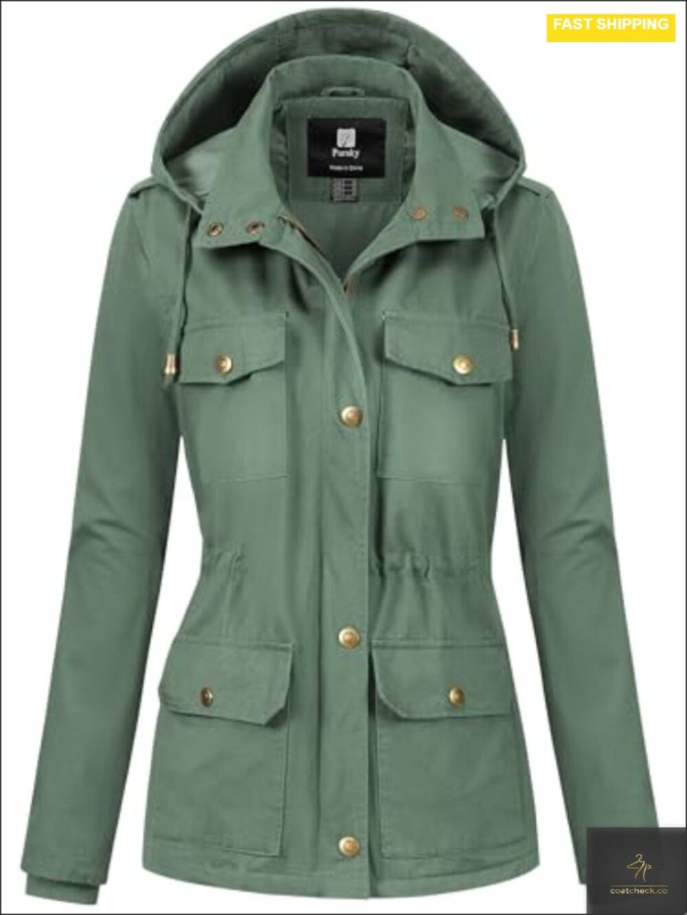 Women's Cotton Anorak Lightweight Military Jacket Utility Coat with Removable